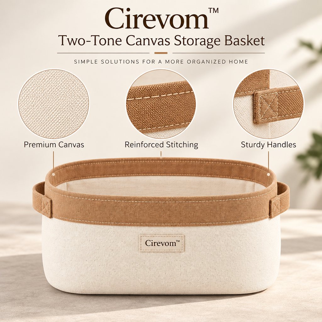 Materials and details — Cirevom two-tone canvas basket