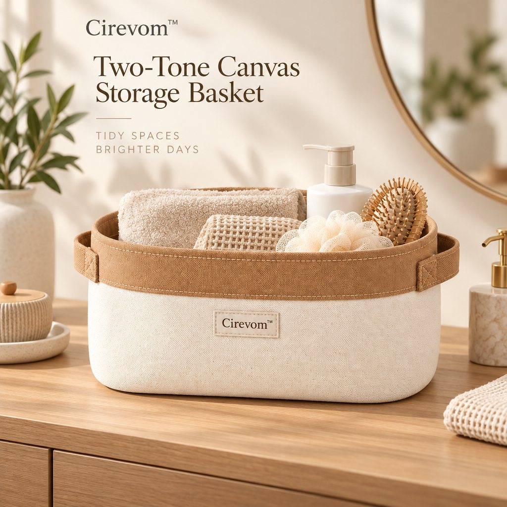 Lifestyle scene — Cirevom two-tone canvas basket