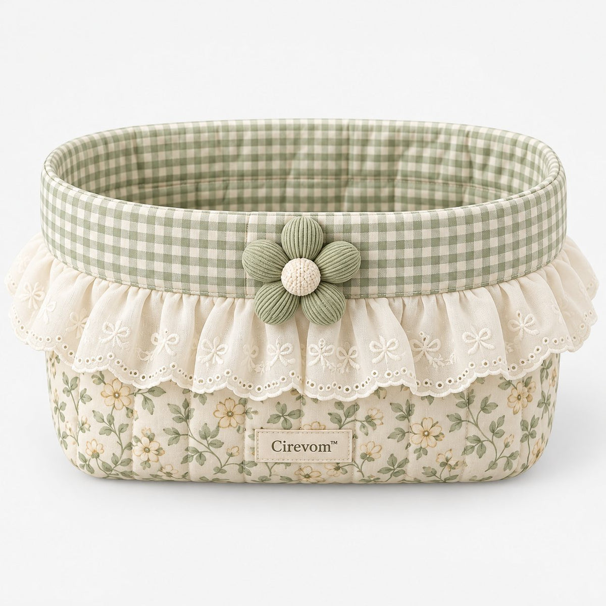 Cirevom™ Floral Ruffled Quilted Basket: main product