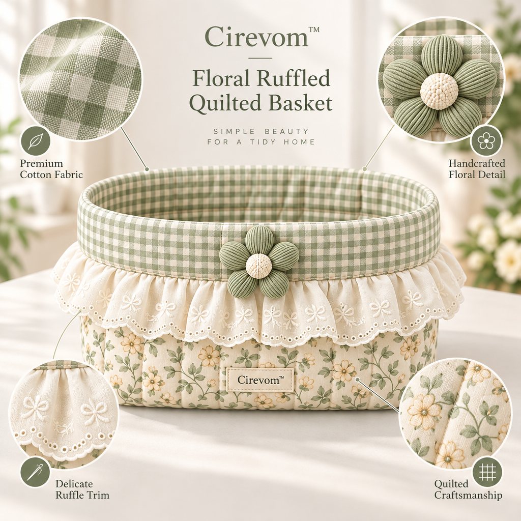 Cirevom™ Floral Ruffled Quilted Basket: material detail