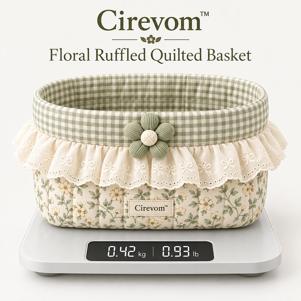 Cirevom™ Floral Ruffled Quilted Basket: scale image