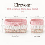 Cirevom™ Pink Gingham Floral Lace Basket: size chart