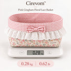 Cirevom™ Pink Gingham Floral Lace Basket: scale image