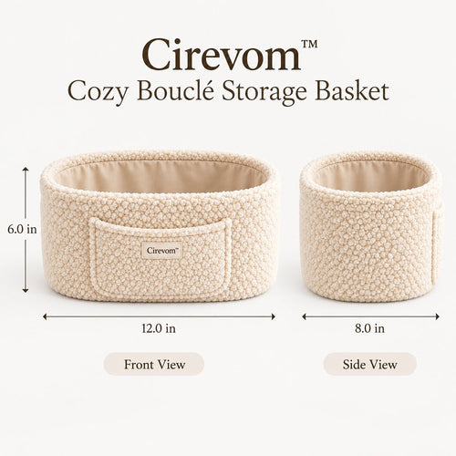 Cirevom™ Cozy Bouclé Storage Basket: size chart
