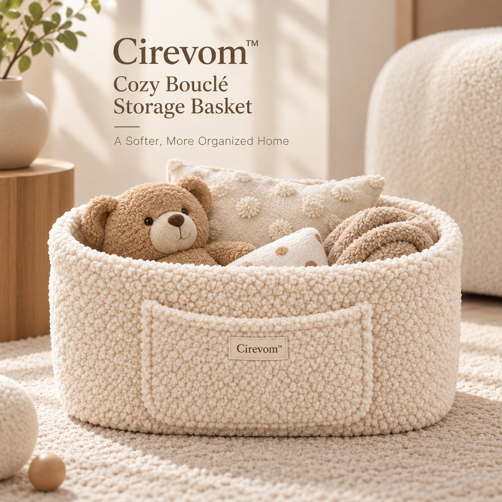 Cirevom™ Cozy Bouclé Storage Basket: lifestyle photo