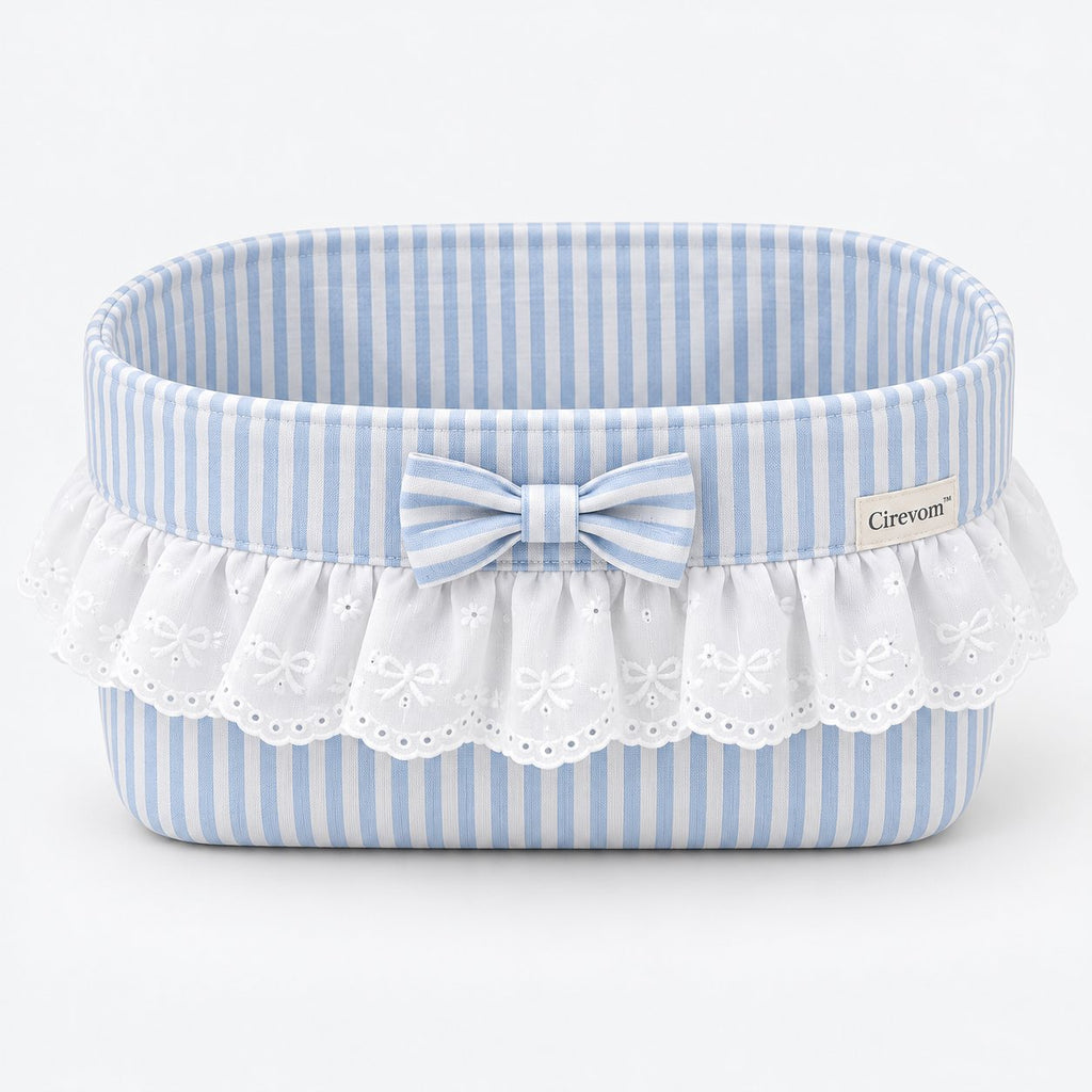 Cirevom™ Striped Ruffle Bow Storage Basket front