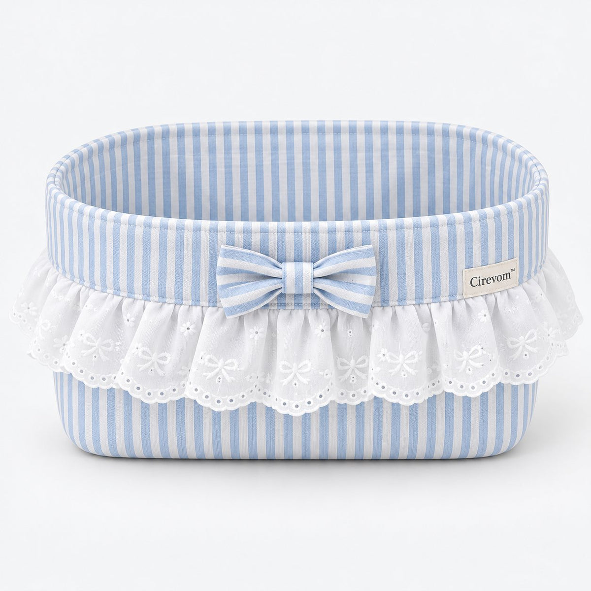 Cirevom™ Striped Ruffle Bow Storage Basket front