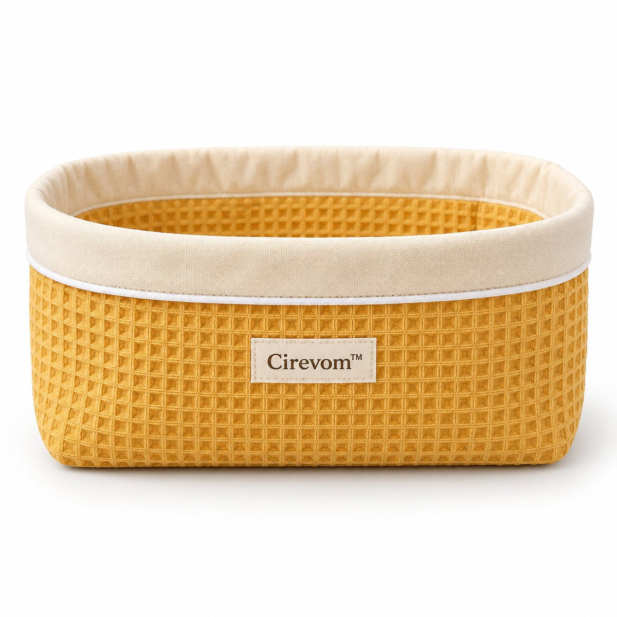 Cirevom™ Mustard Yellow Waffle Storage Basket front