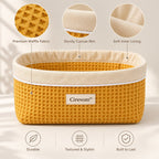 Cirevom™ Mustard Yellow Waffle Storage Basket texture