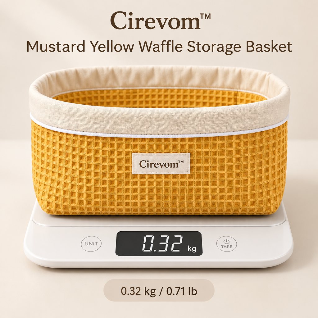 Cirevom™ Mustard Yellow Waffle Storage Basket scale