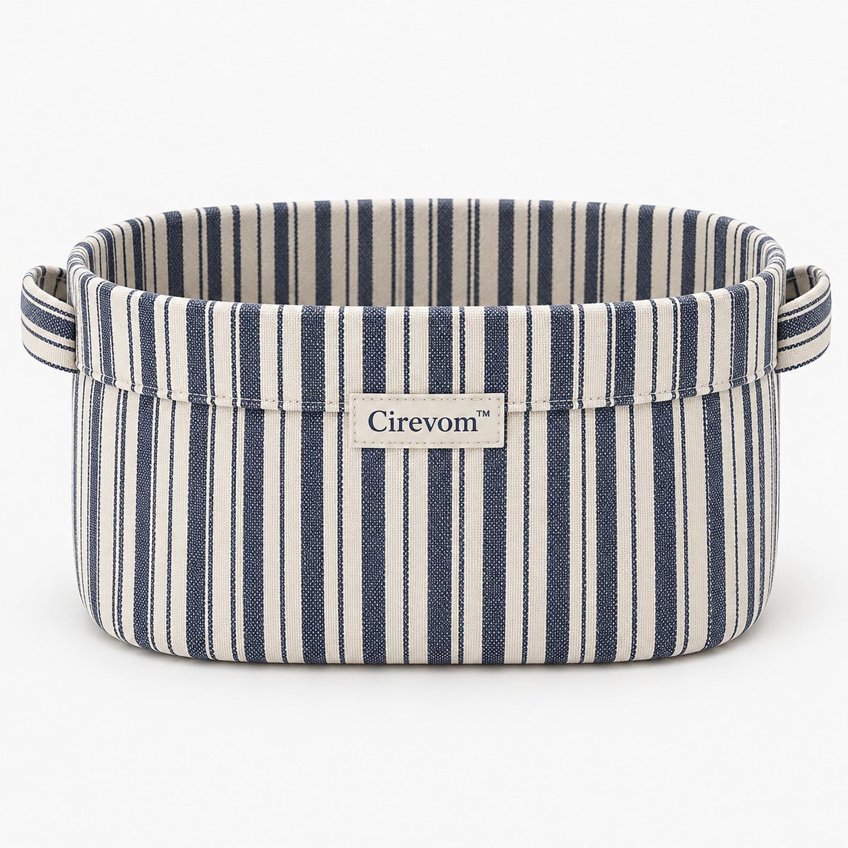 Cirevom™ Blue Striped Canvas Storage Basket front