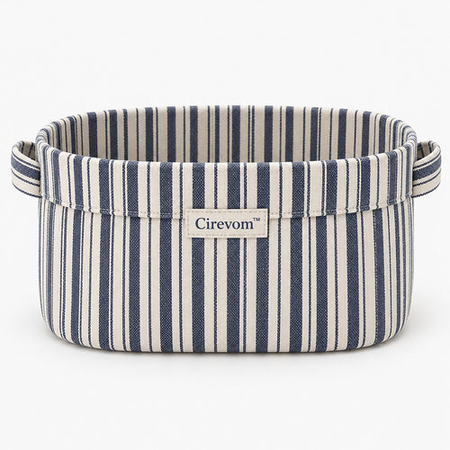 Cirevom™ Blue Striped Canvas Storage Basket front