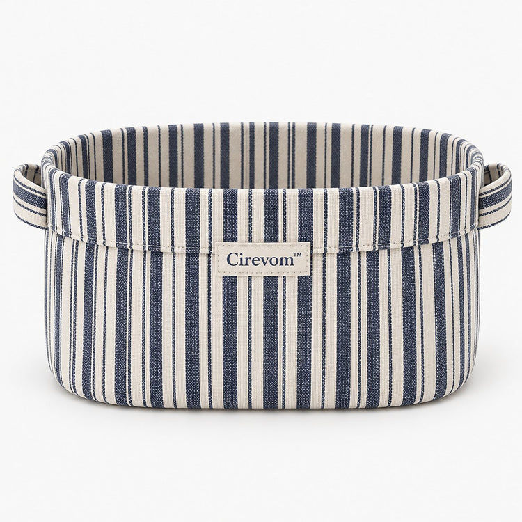 Cirevom™ Blue Striped Canvas Storage Basket