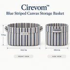 Cirevom™ Blue Striped Canvas Storage Basket dimensions
