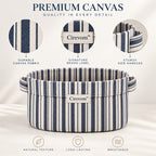 Cirevom™ Blue Striped Canvas Storage Basket texture