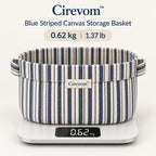 Cirevom™ Blue Striped Canvas Storage Basket scale