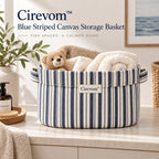 Cirevom™ Blue Striped Canvas Storage Basket lifestyle