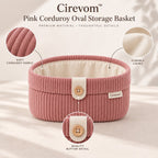 Cirevom™ Pink Corduroy Oval Storage Basket texture