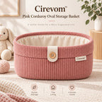 Cirevom™ Pink Corduroy Oval Storage Basket lifestyle