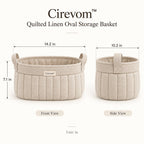 Cirevom™ Quilted Linen Oval Storage Basket dimensions