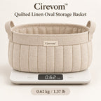 Cirevom™ Quilted Linen Oval Storage Basket scale
