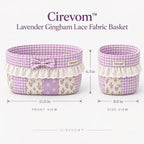 Cirevom™ Lavender Gingham Lace Fabric Basket dimensions