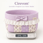 Cirevom™ Lavender Gingham Lace Fabric Basket scale
