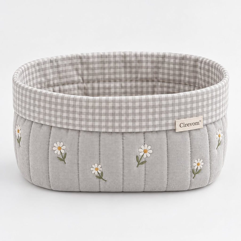Cirevom™ Quilted Daisy Gingham Storage Basket front