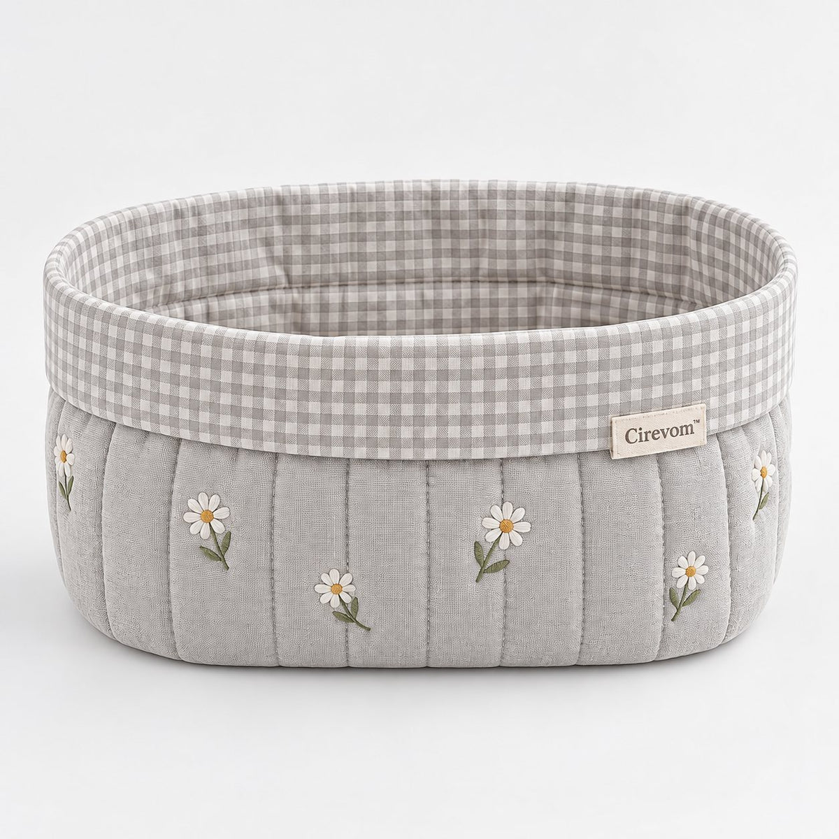 Cirevom™ Quilted Daisy Gingham Storage Basket front