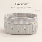 Cirevom™ Quilted Daisy Gingham Storage Basket texture