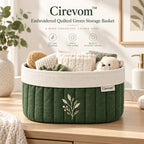 Cirevom™ Embroidered Quilted Green Storage Basket lifestyle