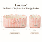 Cirevom™ Scalloped Gingham Bow Storage Basket dimensions