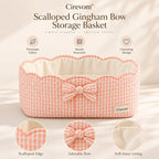 Cirevom™ Scalloped Gingham Bow Storage Basket texture