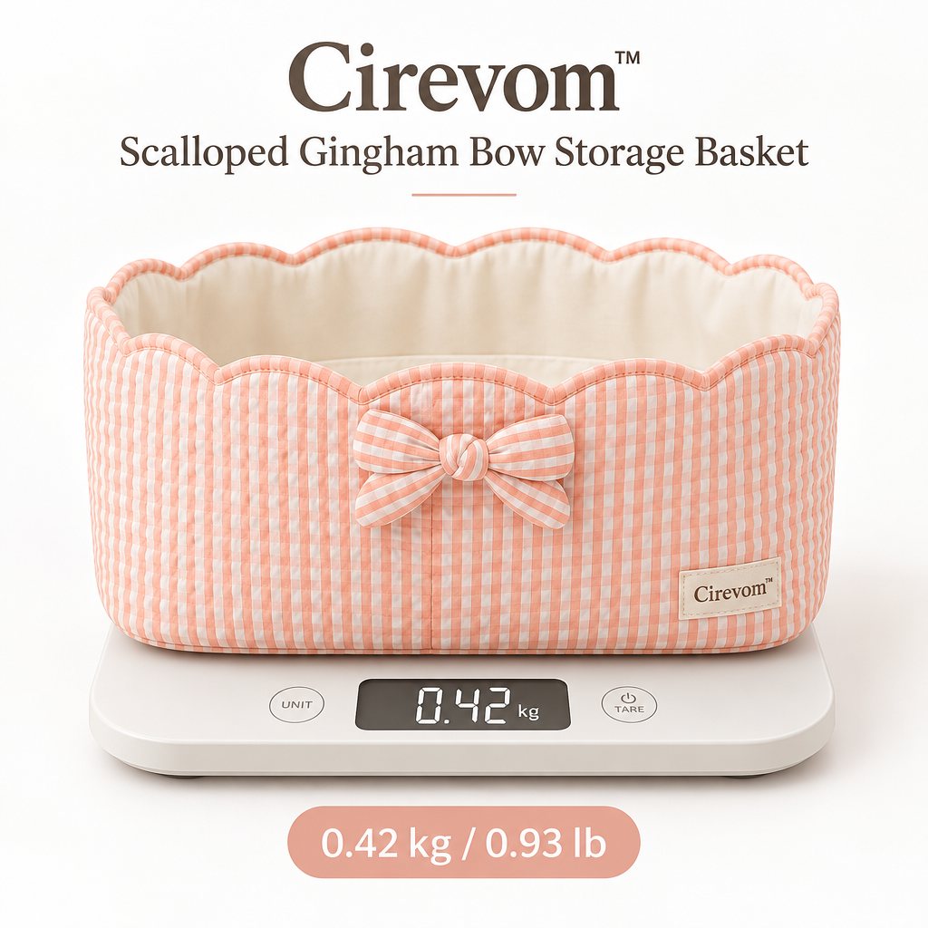 Cirevom™ Scalloped Gingham Bow Storage Basket scale