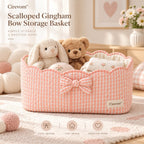 Cirevom™ Scalloped Gingham Bow Storage Basket lifestyle